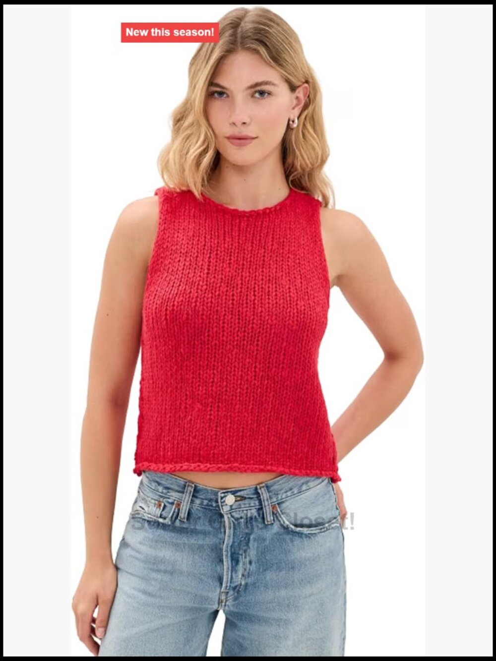 Bohemian Knit Tank Top Sleeveless Boat Neck Cotton Blend